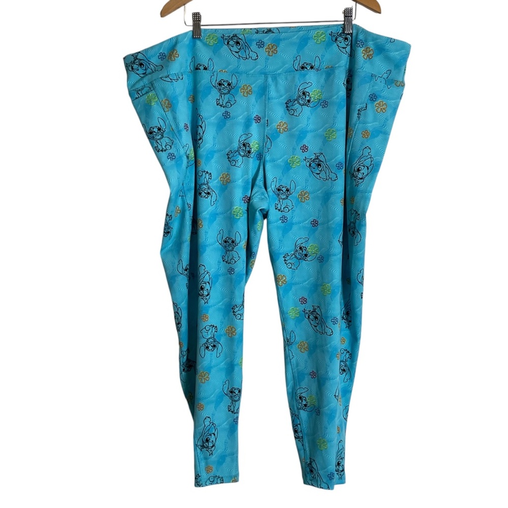 Disney Stitch Floral Blue Leggings Size 3X